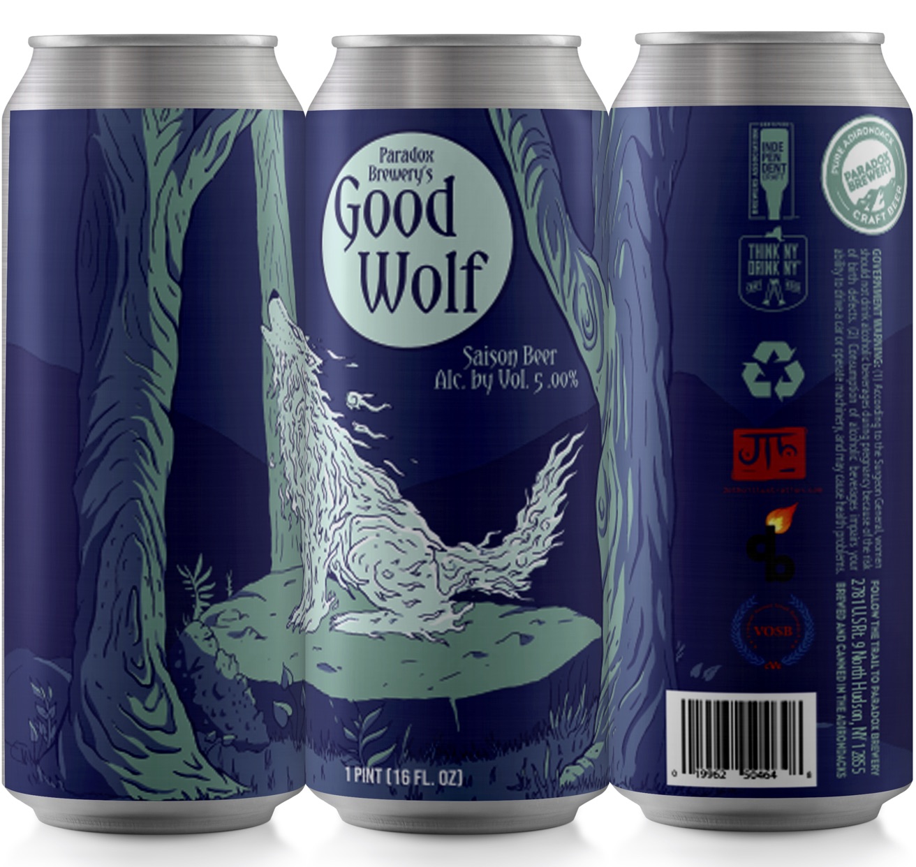 paradox brewery cans of good wolf beer